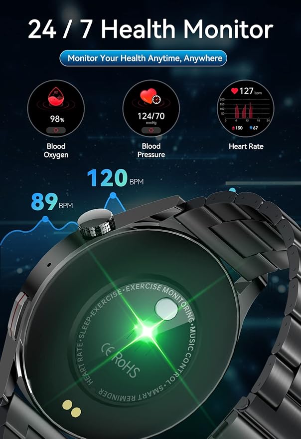 Smartwatch Hombre 1.32'' HD – Manos Libres, Fitness Tracker y Monitor