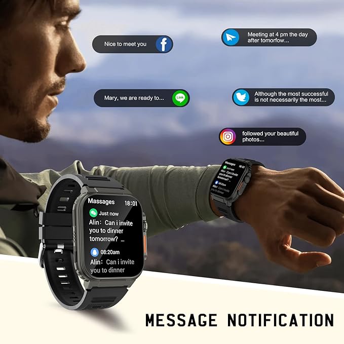 Smartwatch Ultra con Llamadas, 100+ Deportes, Música y Batería de 600 mAh