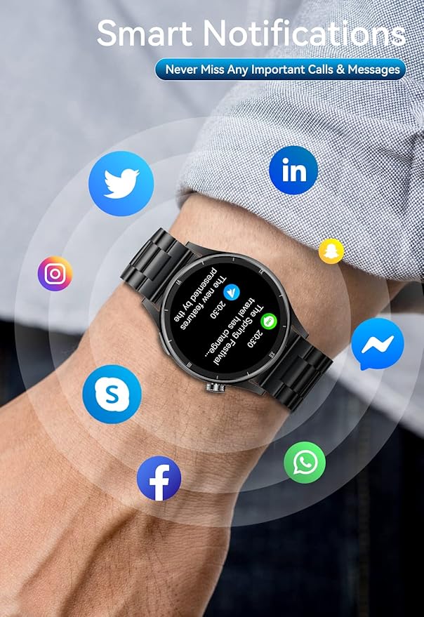Smartwatch Hombre 1.32'' HD – Manos Libres, Fitness Tracker y Monitor