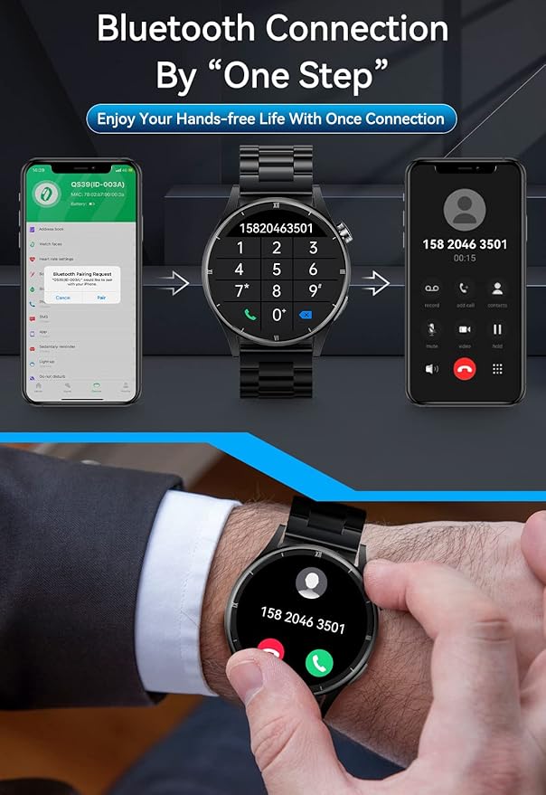 Smartwatch Hombre 1.32'' HD – Manos Libres, Fitness Tracker y Monitor