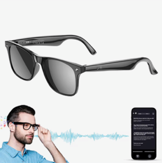 Gafas Inteligentes W100 con IA, Traducción y Llamadas Bluetooth (Negro)