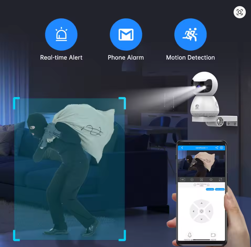 Cámara IP PTZ 5MP Jooan, monitor de bebé Wifi 5G, vigilancia inteligente con seguimiento automático y visión nocturna a color.