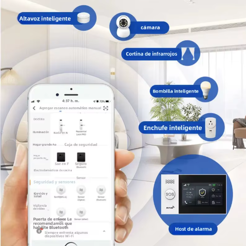 Sistema de alarma inalámbrico antirrobo para hogar con WiFi, Tuya 4G, ideal para casa, apartamento o oficina.