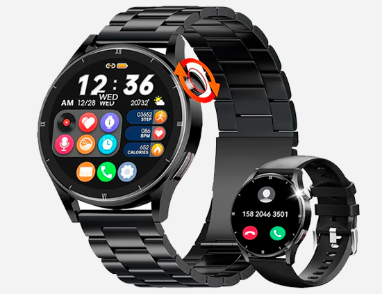 Smartwatch Hombre 1.32'' HD – Manos Libres, Fitness Tracker y Monitor
