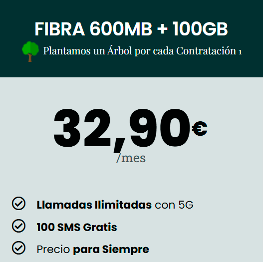 FIBRA 600MB + 100GB