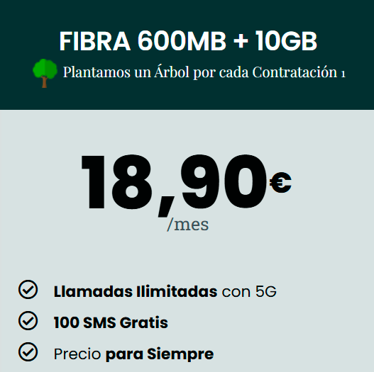 FIBRA 600MB + 10GB