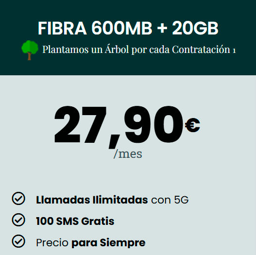 FIBRA 600MB + 20GB